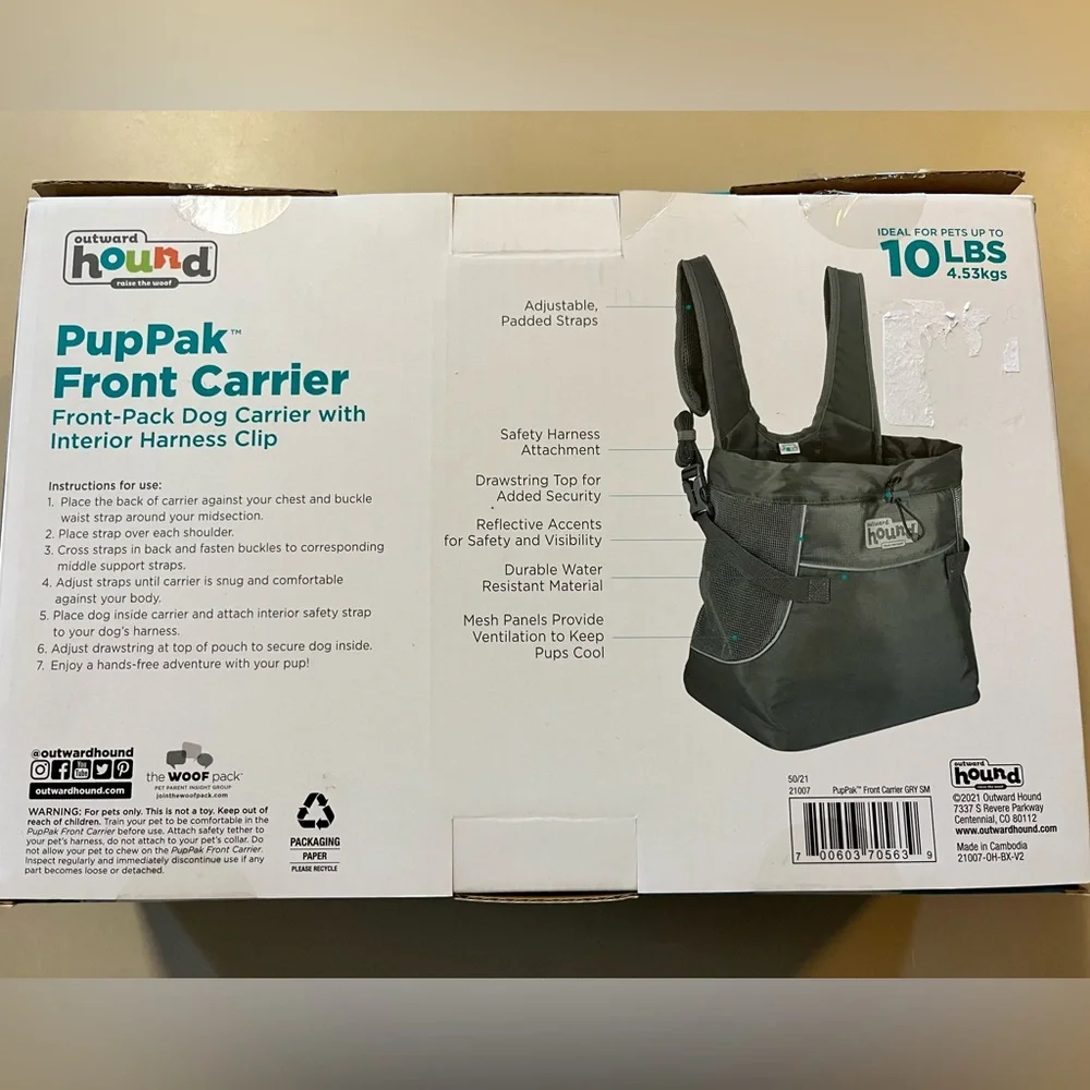 Outward Hound Pet-Pack front carrier <10 lbs